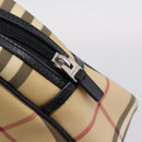 BURBERRY Nova Check Hand Bag PVC Beige Silver Auth 205260A-9