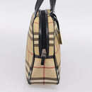 BURBERRY Nova Check Hand Bag PVC Beige Silver Auth 205260A-3