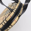 BURBERRY Nova Check Hand Bag PVC Beige Silver Auth 205260A-6