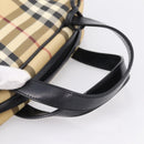 BURBERRY Nova Check Hand Bag PVC Beige Silver Auth 205260A-7