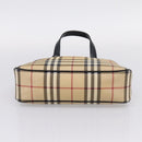 BURBERRY Nova Check Hand Bag PVC Beige Silver Auth 205260A-5