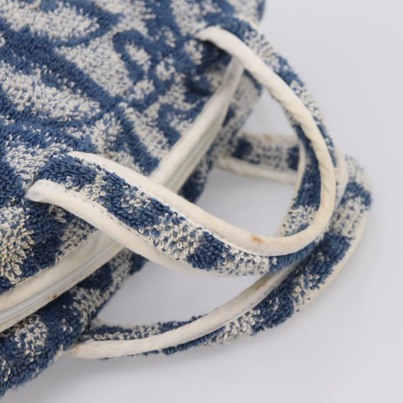 Christian Dior Trotter Canvas Hand Bag pile Blue Auth 205261