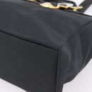 VERSACE Shoulder Bag Nylon Leather Black Gold Auth 205264-10