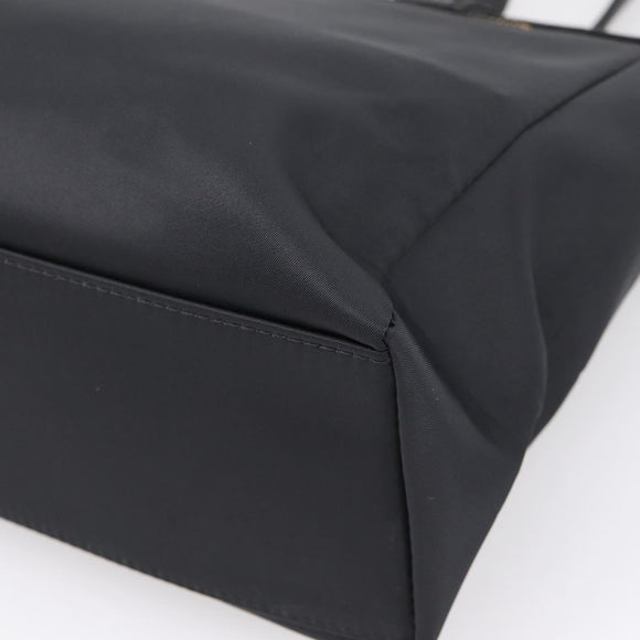 VERSACE Shoulder Bag Nylon Leather Black Gold Auth 205264