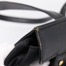 VERSACE Shoulder Bag Nylon Leather Black Gold Auth 205264-11