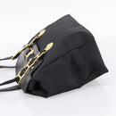 VERSACE Shoulder Bag Nylon Leather Black Gold Auth 205264-3