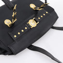 VERSACE Shoulder Bag Nylon Leather Black Gold Auth 205264-6