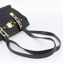 VERSACE Shoulder Bag Nylon Leather Black Gold Auth 205264-7