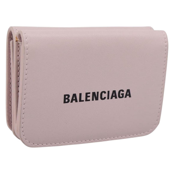 Balenciaga Trifold Wallet Leather Pink Silver 593813 Auth 205265V