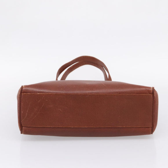 Salvatore Ferragamo Vala Tote Bag Leather Brown Gold Auth 205268