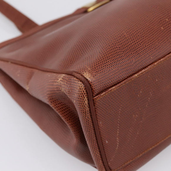 Salvatore Ferragamo Vala Tote Bag Leather Brown Gold Auth 205268