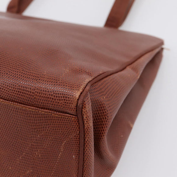 Salvatore Ferragamo Vala Tote Bag Leather Brown Gold Auth 205268