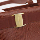 Salvatore Ferragamo Vala Tote Bag Leather Brown Gold Auth 205268-18