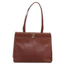 Salvatore Ferragamo Vala Tote Bag Leather Brown Gold Auth 205268-13