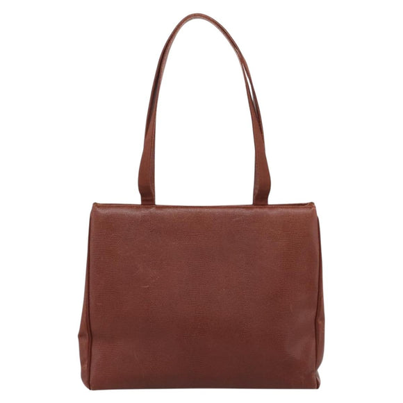 Salvatore Ferragamo Vala Tote Bag Leather Brown Gold Auth 205268