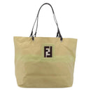 FENDI Tote Bag Nylon Beige Silver Auth 205270-13