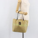 FENDI Tote Bag Nylon Beige Silver Auth 205270-24