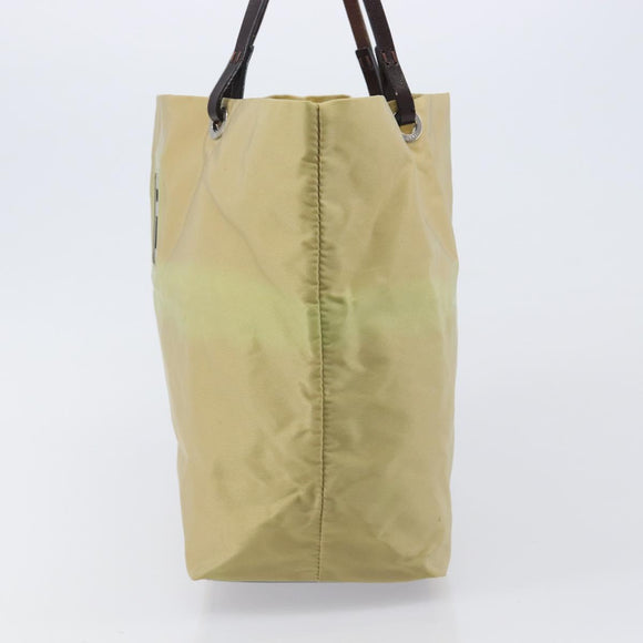FENDI Tote Bag Nylon Beige Silver Auth 205270