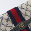 GUCCI GG Supreme Sherry Line Bag PVC Leather Navy Gold 89 01 007 Auth 205280-18