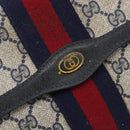 GUCCI GG Supreme Sherry Line Bag PVC Leather Navy Gold 89 01 007 Auth 205280-19