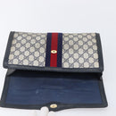 GUCCI GG Supreme Sherry Line Bag PVC Leather Navy Gold 89 01 007 Auth 205280-8