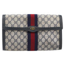 GUCCI GG Supreme Sherry Line Bag PVC Leather Navy Gold 89 01 007 Auth 205280-13