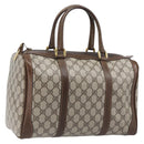 GUCCI GG Supreme Hand Bag PVC Beige Gold Auth 205291A-1