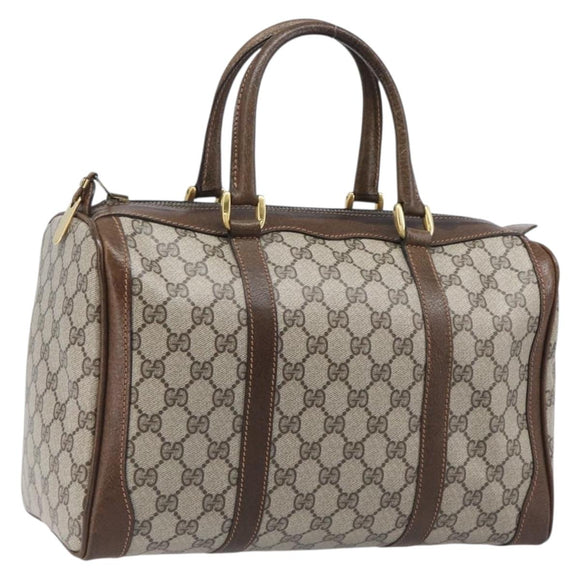 GUCCI GG Supreme Hand Bag PVC Beige Gold Auth 205291A