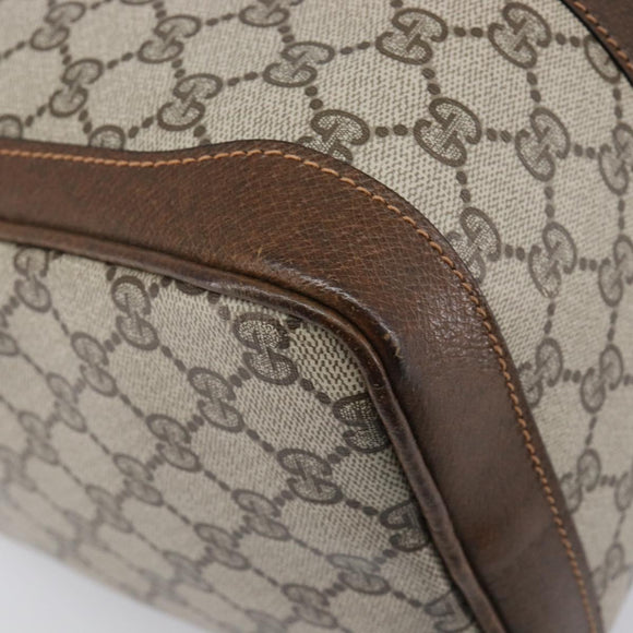 GUCCI GG Supreme Hand Bag PVC Beige Gold Auth 205291A