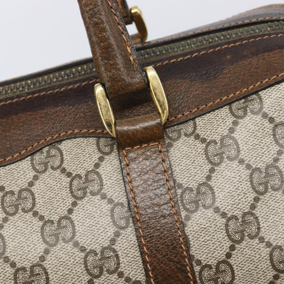GUCCI GG Supreme Hand Bag PVC Beige Gold Auth 205291A