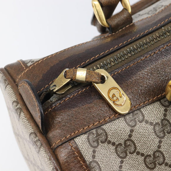 GUCCI GG Supreme Hand Bag PVC Beige Gold Auth 205291A