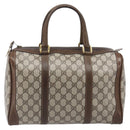 GUCCI GG Supreme Hand Bag PVC Beige Gold Auth 205291A-13