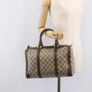 GUCCI GG Supreme Hand Bag PVC Beige Gold Auth 205291A-22