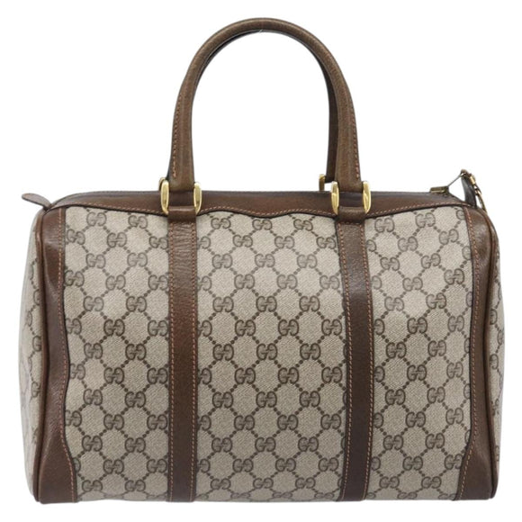 GUCCI GG Supreme Hand Bag PVC Beige Gold Auth 205291A