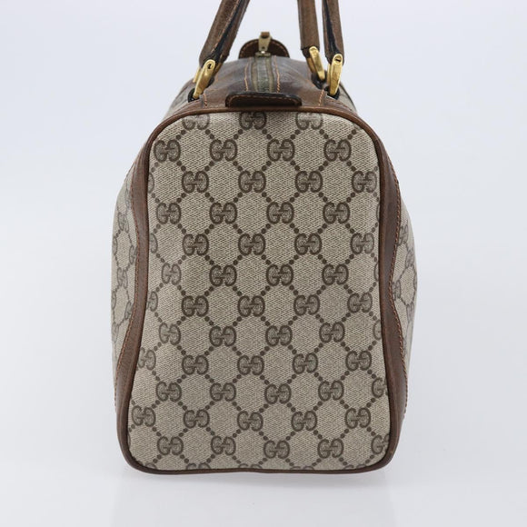 GUCCI GG Supreme Hand Bag PVC Beige Gold Auth 205291A