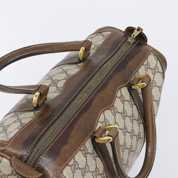 GUCCI GG Supreme Hand Bag PVC Beige Gold Auth 205291A