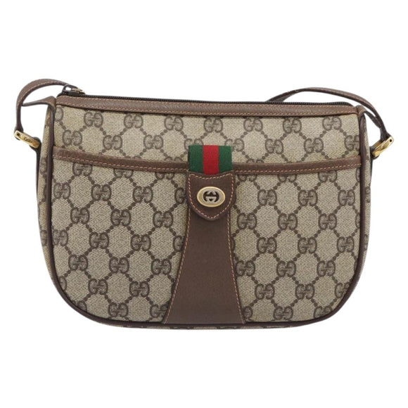 GUCCI GG Supreme Web Sherry Line Bag PVC Beige Gold 89 02 032 Auth 205295