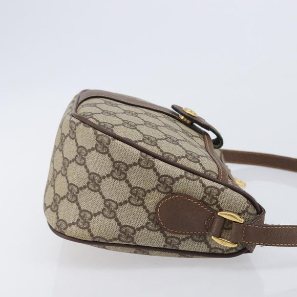 GUCCI GG Supreme Web Sherry Line Bag PVC Beige Gold 89 02 032 Auth 205295