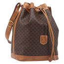 CELINE Macadam Canvas Shoulder Bag PVC Leather Brown Gold Auth 205298V-1