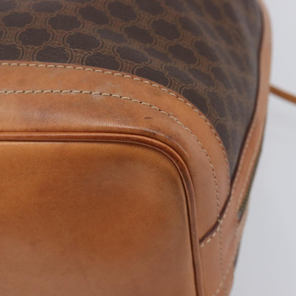 CELINE Macadam Canvas Shoulder Bag PVC Leather Brown Gold Auth 205298V