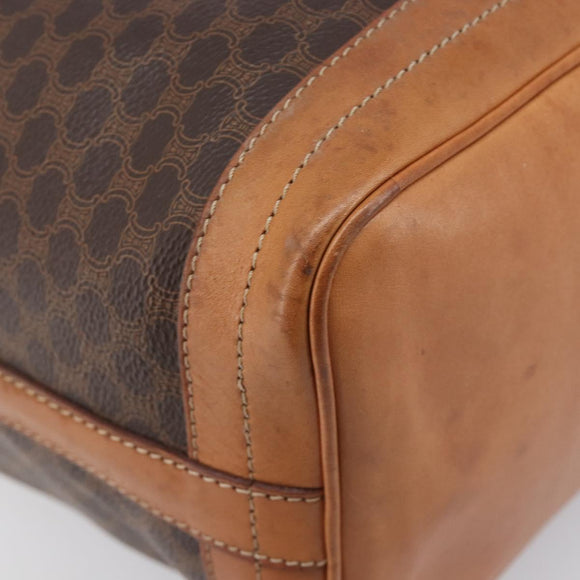 CELINE Macadam Canvas Shoulder Bag PVC Leather Brown Gold Auth 205298V
