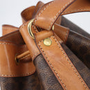CELINE Macadam Canvas Shoulder Bag PVC Leather Brown Gold Auth 205298V-19