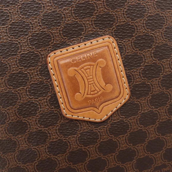 CELINE Macadam Canvas Shoulder Bag PVC Leather Brown Gold Auth 205298V