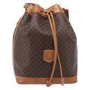 CELINE Macadam Canvas Shoulder Bag PVC Leather Brown Gold Auth 205298V-13
