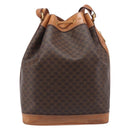 CELINE Macadam Canvas Shoulder Bag PVC Leather Brown Gold Auth 205298V-2