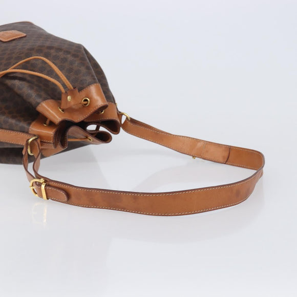 CELINE Macadam Canvas Shoulder Bag PVC Leather Brown Gold Auth 205298V
