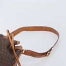 CELINE Macadam Canvas Shoulder Bag PVC Leather Brown Gold Auth 205298V-14