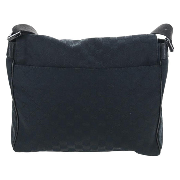 GUCCI GG Canvas Shoulder Bag Black Silver 146236 Auth 205299V