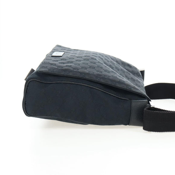 GUCCI GG Canvas Shoulder Bag Black Silver 146236 Auth 205299V