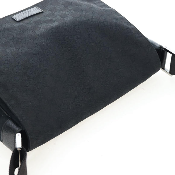 GUCCI GG Canvas Shoulder Bag Black Silver 146236 Auth 205299V